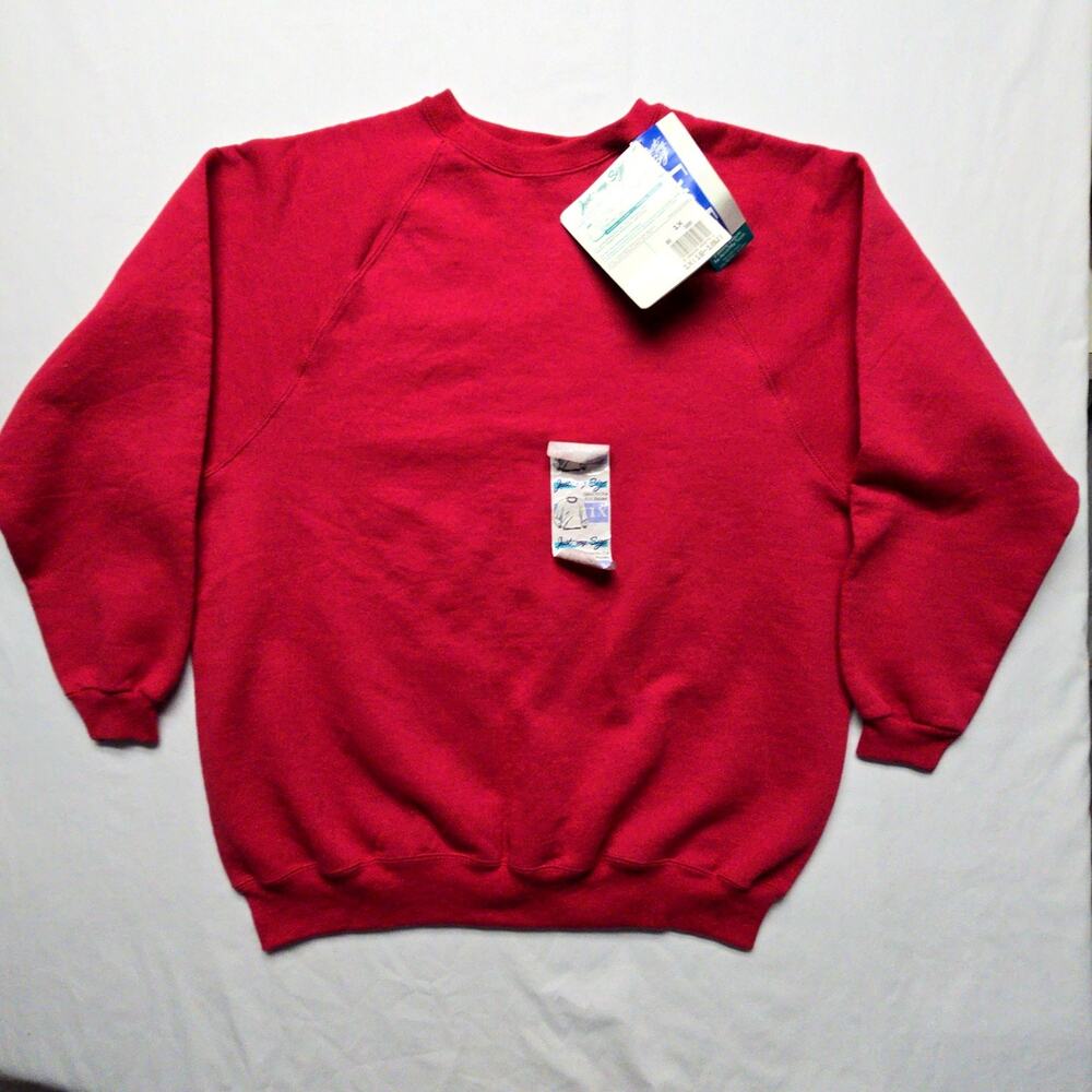 Vintage Just My Size Womens Sweatshirt Cherry Red 1X Plus Size EverFit Fabric